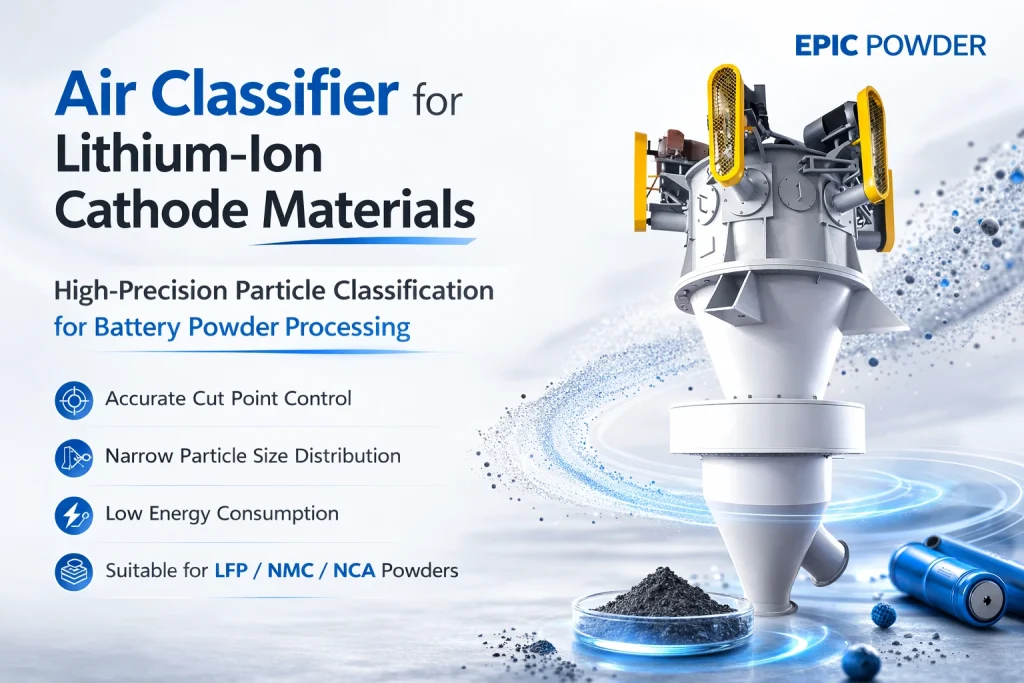 Máy phân loại khí cho bột catốt pin lithium-ion